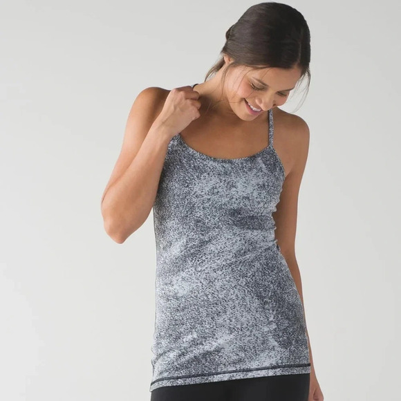 Lululemon Power Y Tank in White Black size‎ 6 Yoga Running Active Performance - Picture 6 of 6